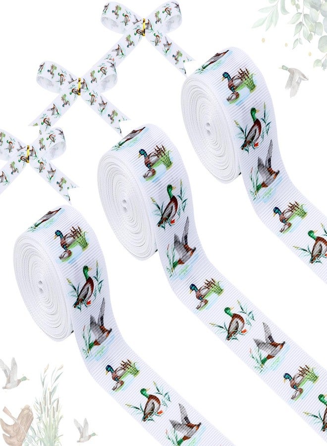Cheerupp 4 Rolls Mallard Duck Theme Ribbons, 20 Yards Craft Ribbons for Wreath Hair Bow Wrapping Gifts Packing, Lucky Duck Grosgrain Ribbons Birthday Wedding Gender Reveal Party Accessory Decorations - Image 1
